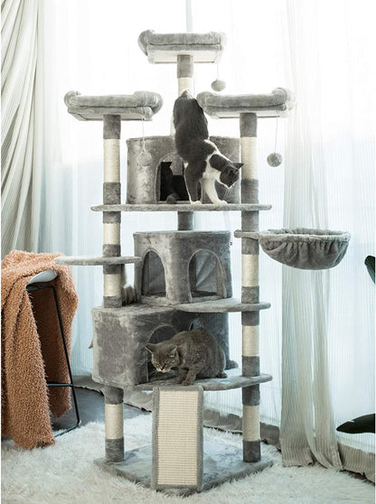 Ultimate XL Cat Tree - 73.4 Inch Activity Center with 3 Cozy Caves, Plush Perches, and Durable Scratching Posts for Large Cats