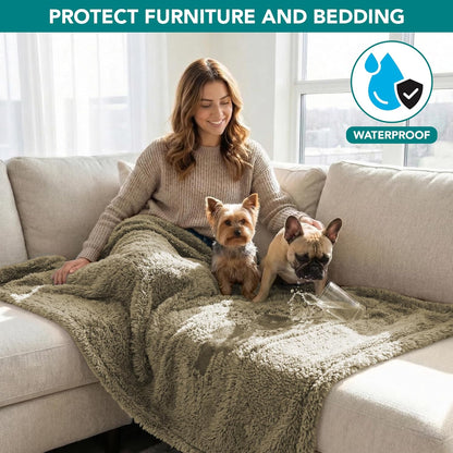 Ultimate Waterproof Dog Blanket - Reversible Sherpa Throw for Cozy Comfort and Furniture Protection (Taupe Camel, 24X32)