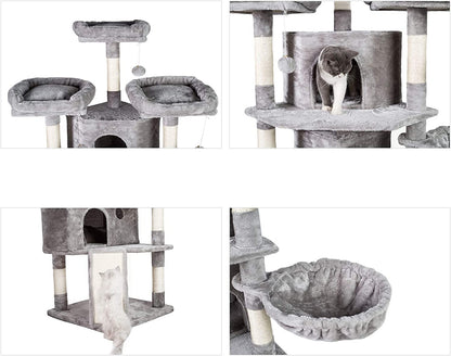 Ultimate XL Cat Tree - 73.4 Inch Activity Center with 3 Cozy Caves, Plush Perches, and Durable Scratching Posts for Large Cats