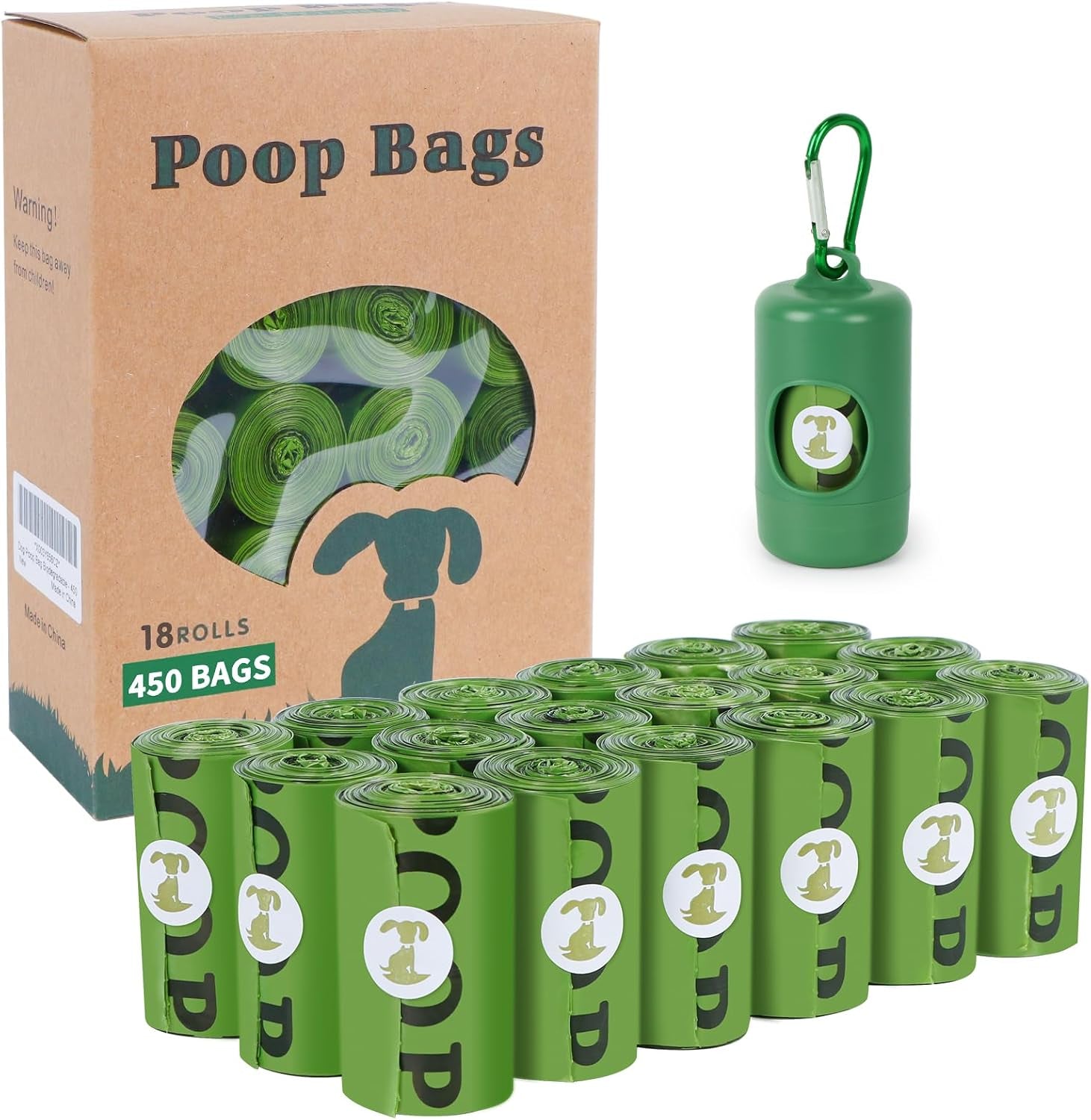 Eco-Friendly Dog Poop Bags: Biodegradable, Scented, Leak-Proof with Dispenser - 450 Count Refills