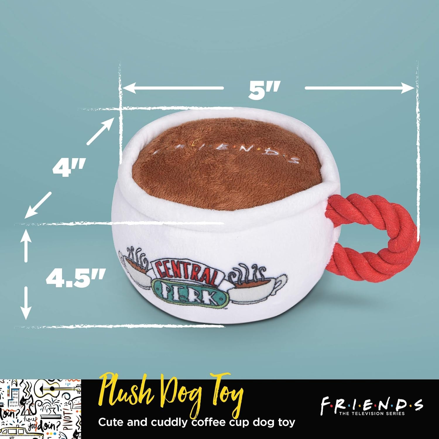 Delight Your Dog with the Friends Central Perk Coffee Mug Plush Toy - Soft, Squeaky Fun for All Breeds!