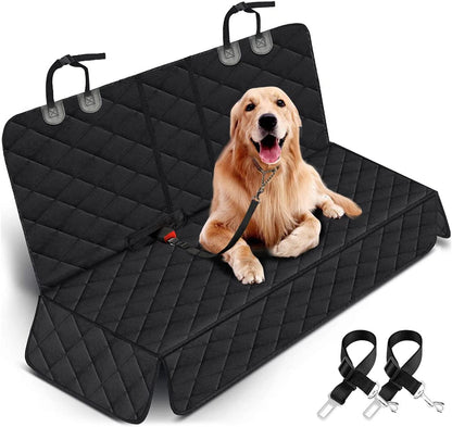 Ultimate Dog Car Seat Cover - Waterproof Back Seat Protector for Pets and Kids, Fits Most Cars, SUVs & Trucks - Adjustable Straps & Seat Belts Included - Black
