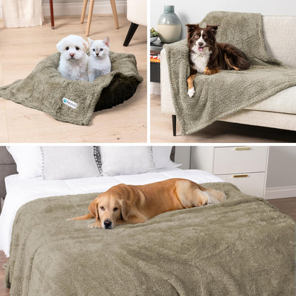 Ultimate Waterproof Dog Blanket - Reversible Sherpa Throw for Cozy Comfort and Furniture Protection (Taupe Camel, 24X32)