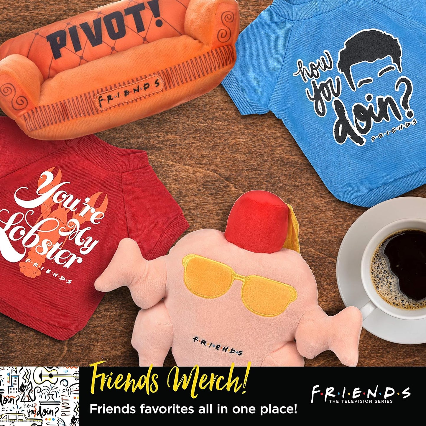 Delight Your Dog with the Friends Central Perk Coffee Mug Plush Toy - Soft, Squeaky Fun for All Breeds!