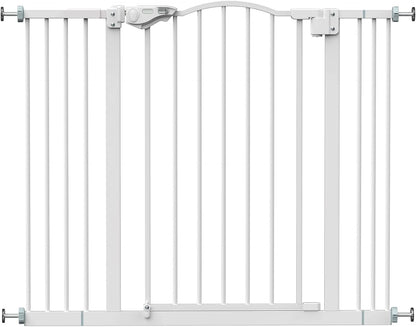 Versatile 29-39.6" Baby Gate for Pets - Auto Close, One-Hand Opening, and 30" Tall Safety Design for Stairs, Hallways, and Bedrooms - Easy Pressure Mount Installation in Elegant White