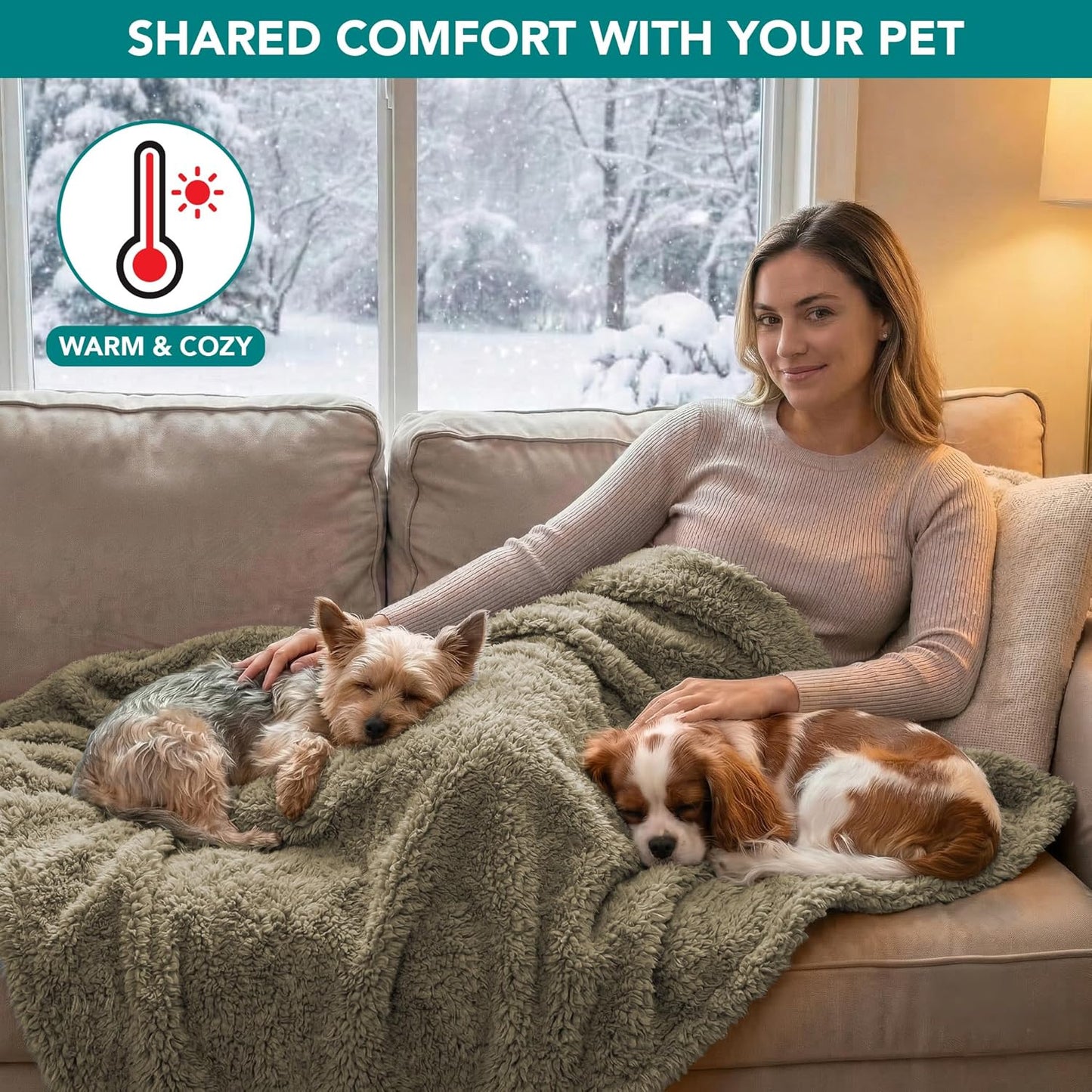 Ultimate Waterproof Dog Blanket - Reversible Sherpa Throw for Cozy Comfort and Furniture Protection (Taupe Camel, 24X32)