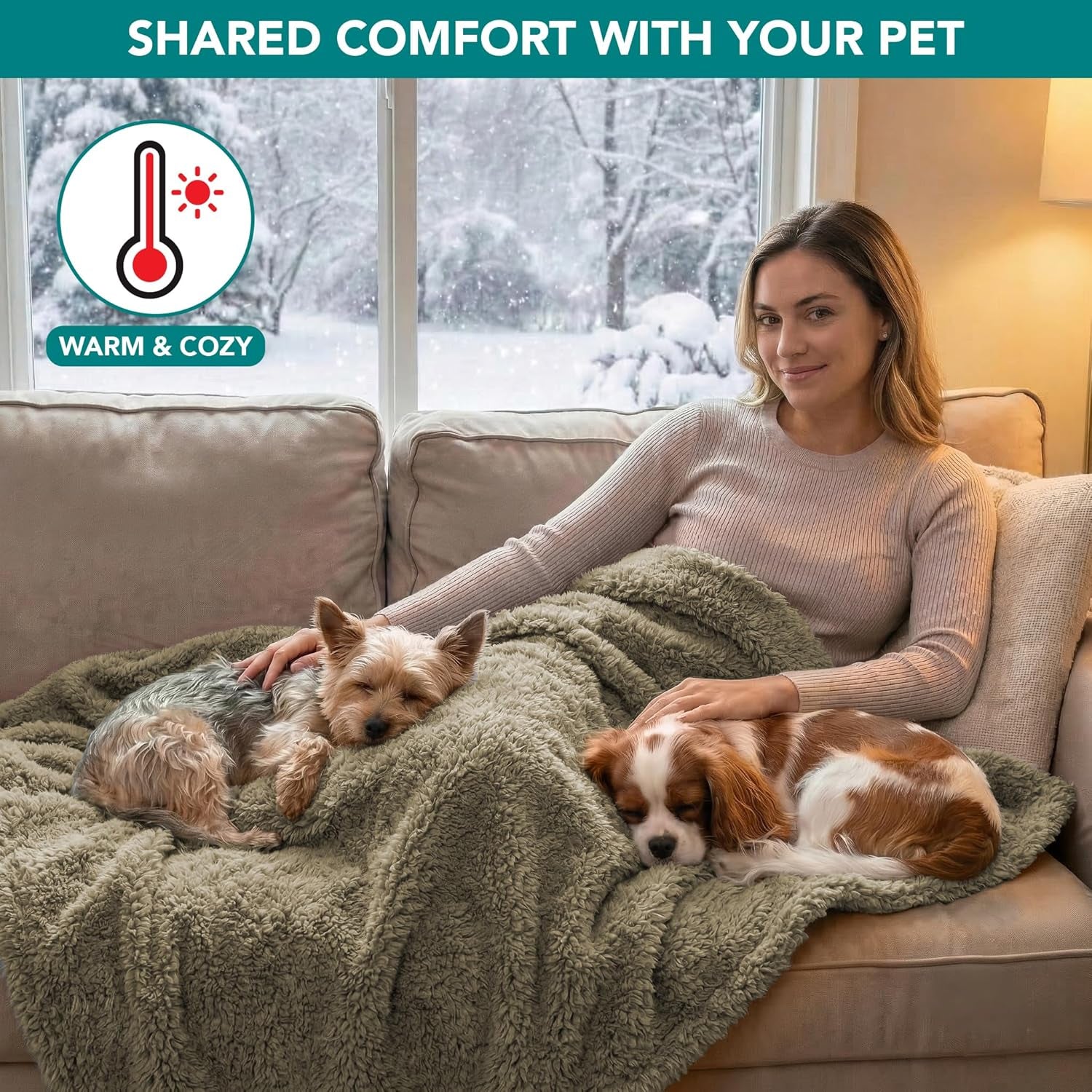 Ultimate Waterproof Dog Blanket - Reversible Sherpa Throw for Cozy Comfort and Furniture Protection (Taupe Camel, 24X32)