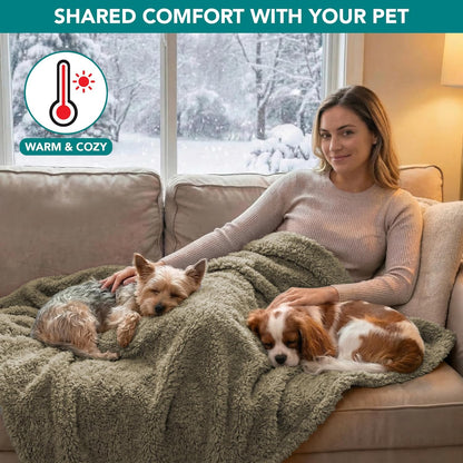 Ultimate Waterproof Dog Blanket - Reversible Sherpa Throw for Cozy Comfort and Furniture Protection (Taupe Camel, 24X32)