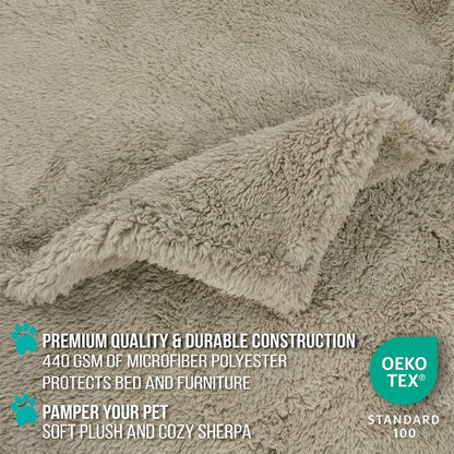 Ultimate Waterproof Dog Blanket - Reversible Sherpa Throw for Cozy Comfort and Furniture Protection (Taupe Camel, 24X32)