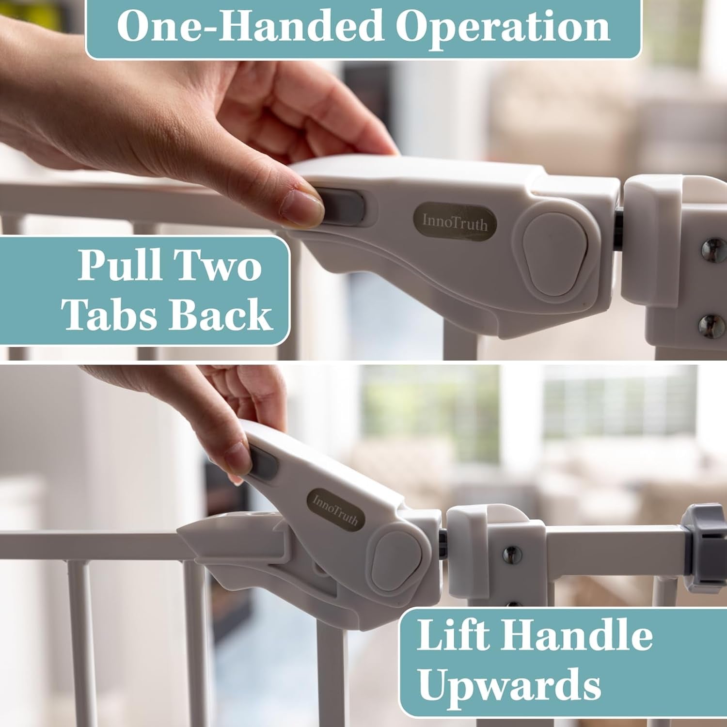 Versatile 29-39.6" Baby Gate for Pets - Auto Close, One-Hand Opening, and 30" Tall Safety Design for Stairs, Hallways, and Bedrooms - Easy Pressure Mount Installation in Elegant White