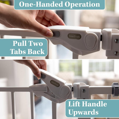 Versatile 29-39.6" Baby Gate for Pets - Auto Close, One-Hand Opening, and 30" Tall Safety Design for Stairs, Hallways, and Bedrooms - Easy Pressure Mount Installation in Elegant White