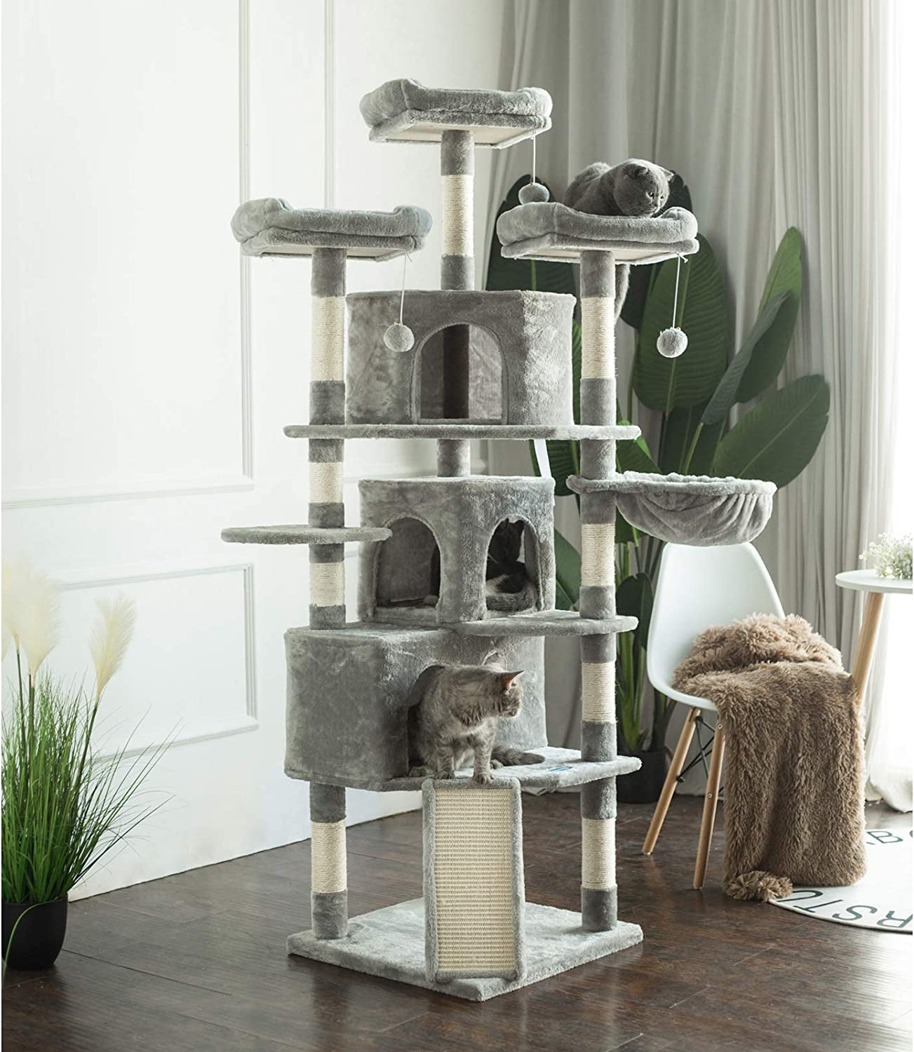 Ultimate XL Cat Tree - 73.4 Inch Activity Center with 3 Cozy Caves, Plush Perches, and Durable Scratching Posts for Large Cats